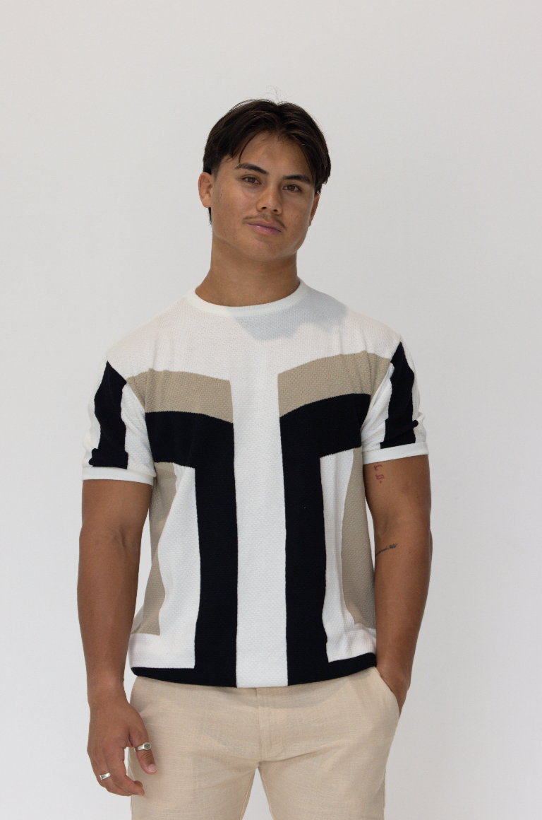 Geometric crew neck knitted T-Shirt