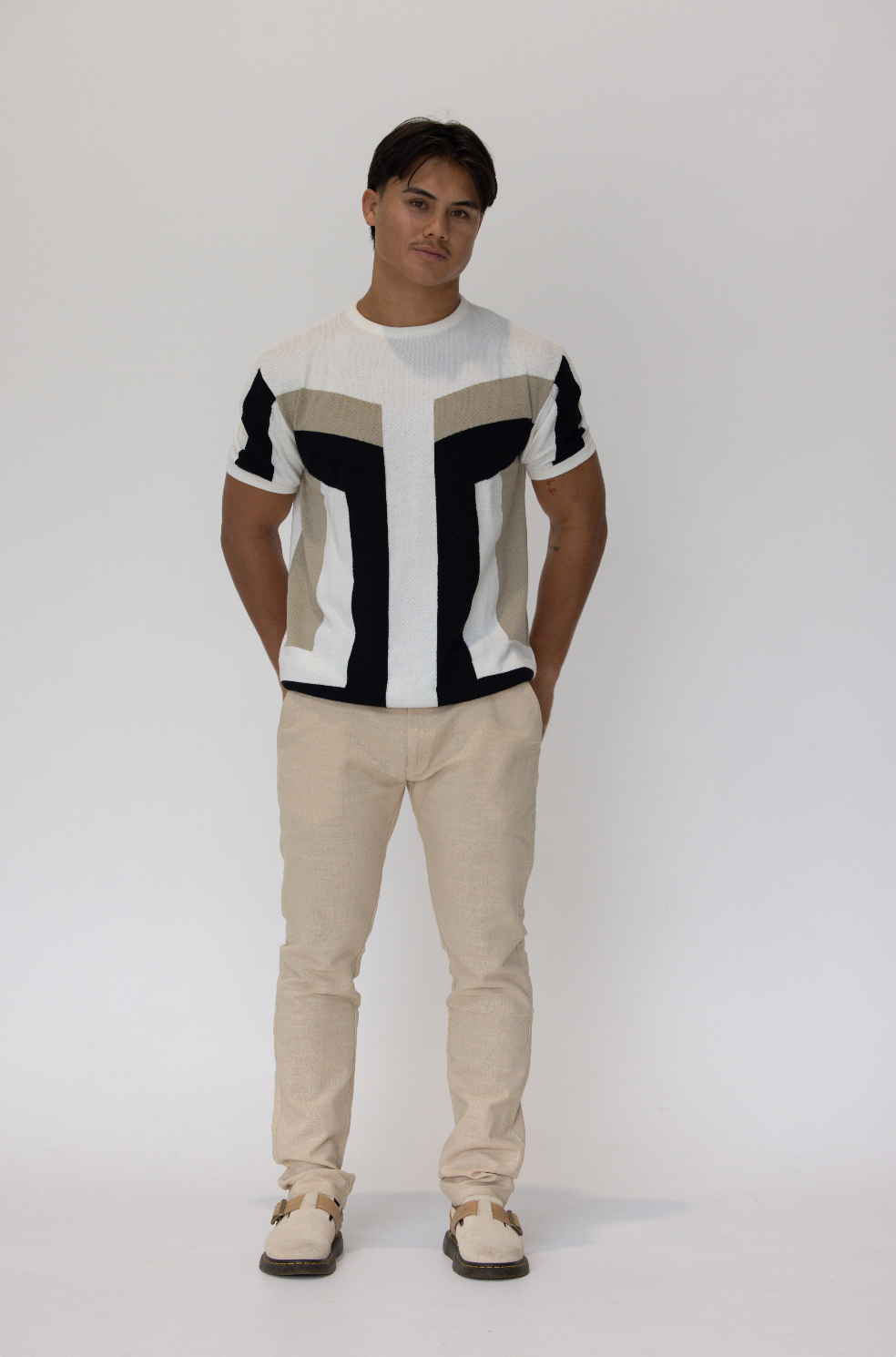 Geometric crew neck knitted T-Shirt