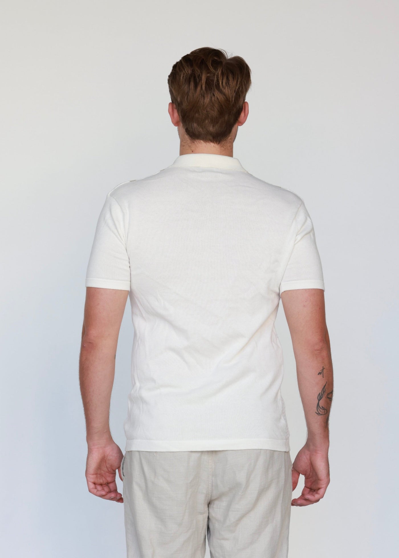 Premium Textured Strip Knit Cotton Zip Polo