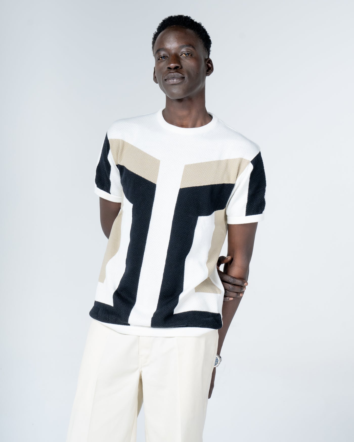 Geometric crew neck knitted T-Shirt