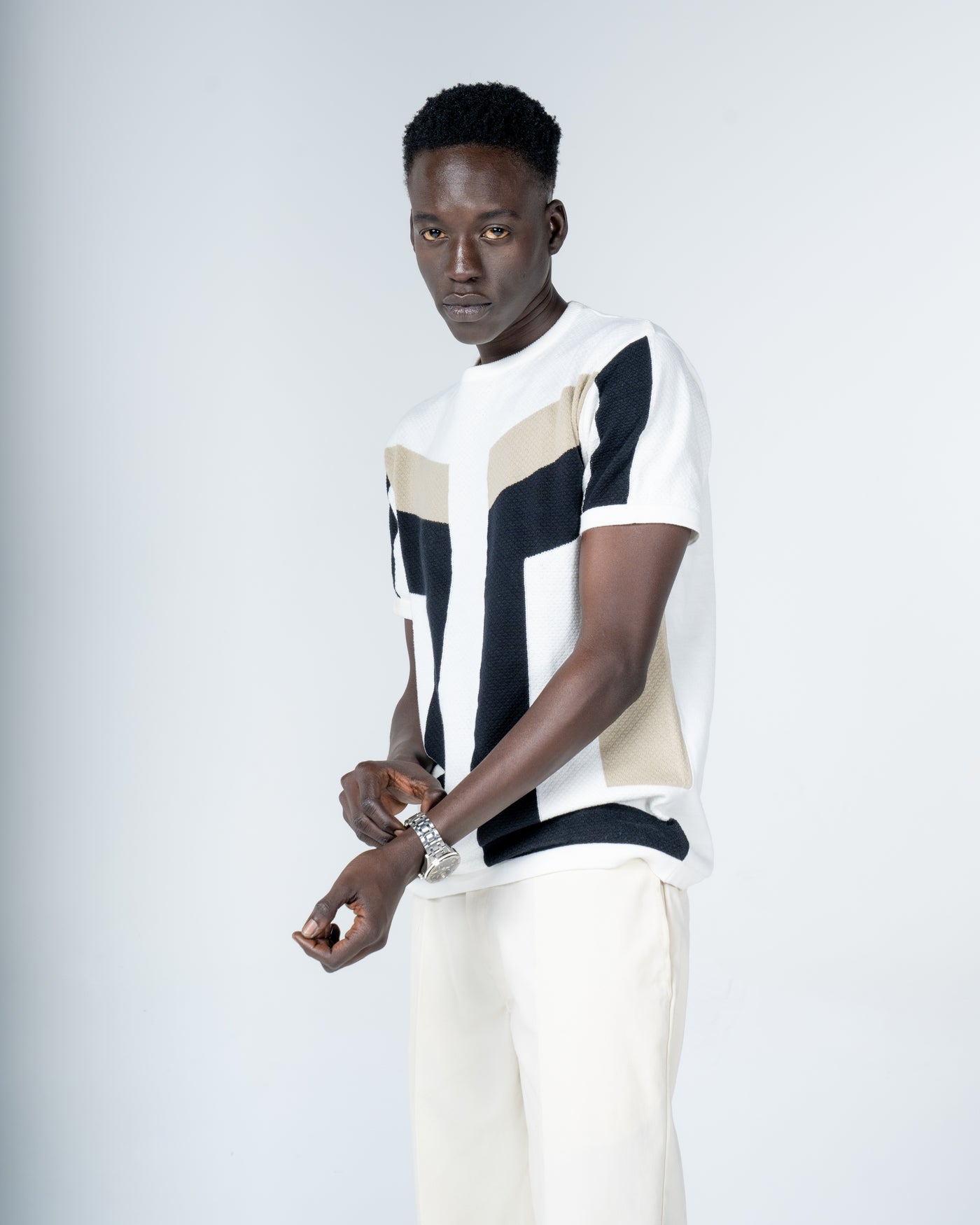 Geometric crew neck knitted T-Shirt