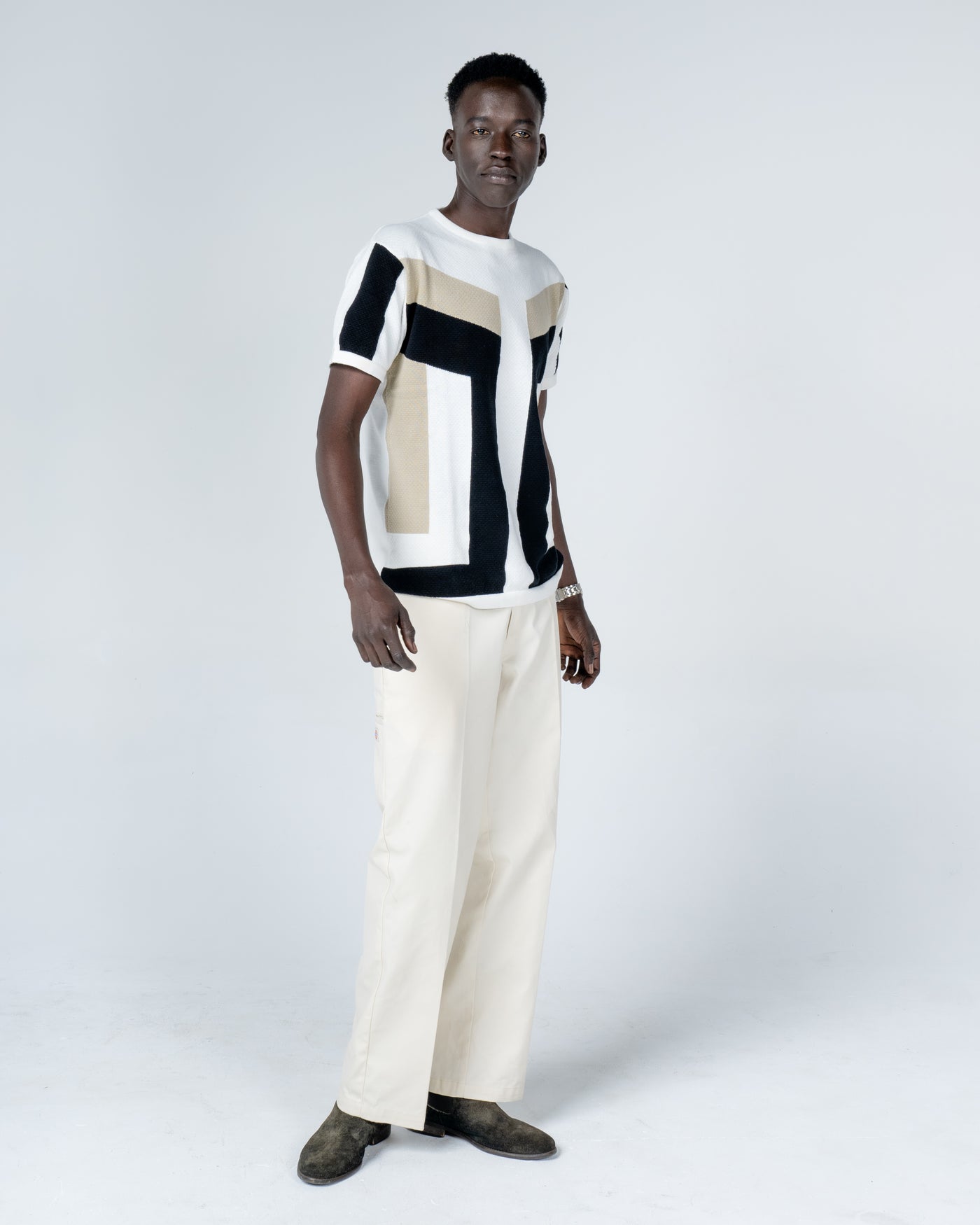 Geometric crew neck knitted T-Shirt