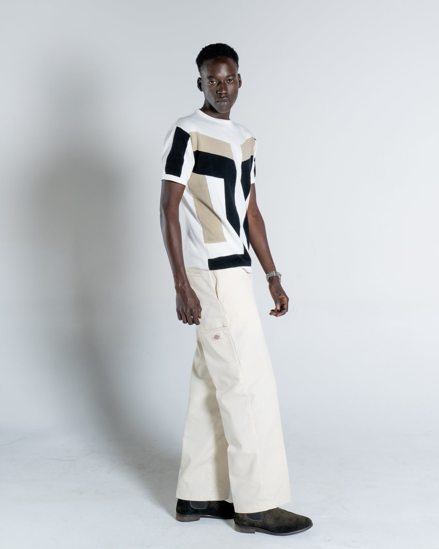 Geometric crew neck knitted T-Shirt